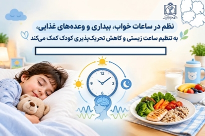نظم در ساعات خواب، بیداری و وعده‌های غذایی، به تنظیم ساعت زیستی و کاهش تحریک پذیری کودک کمک می کند